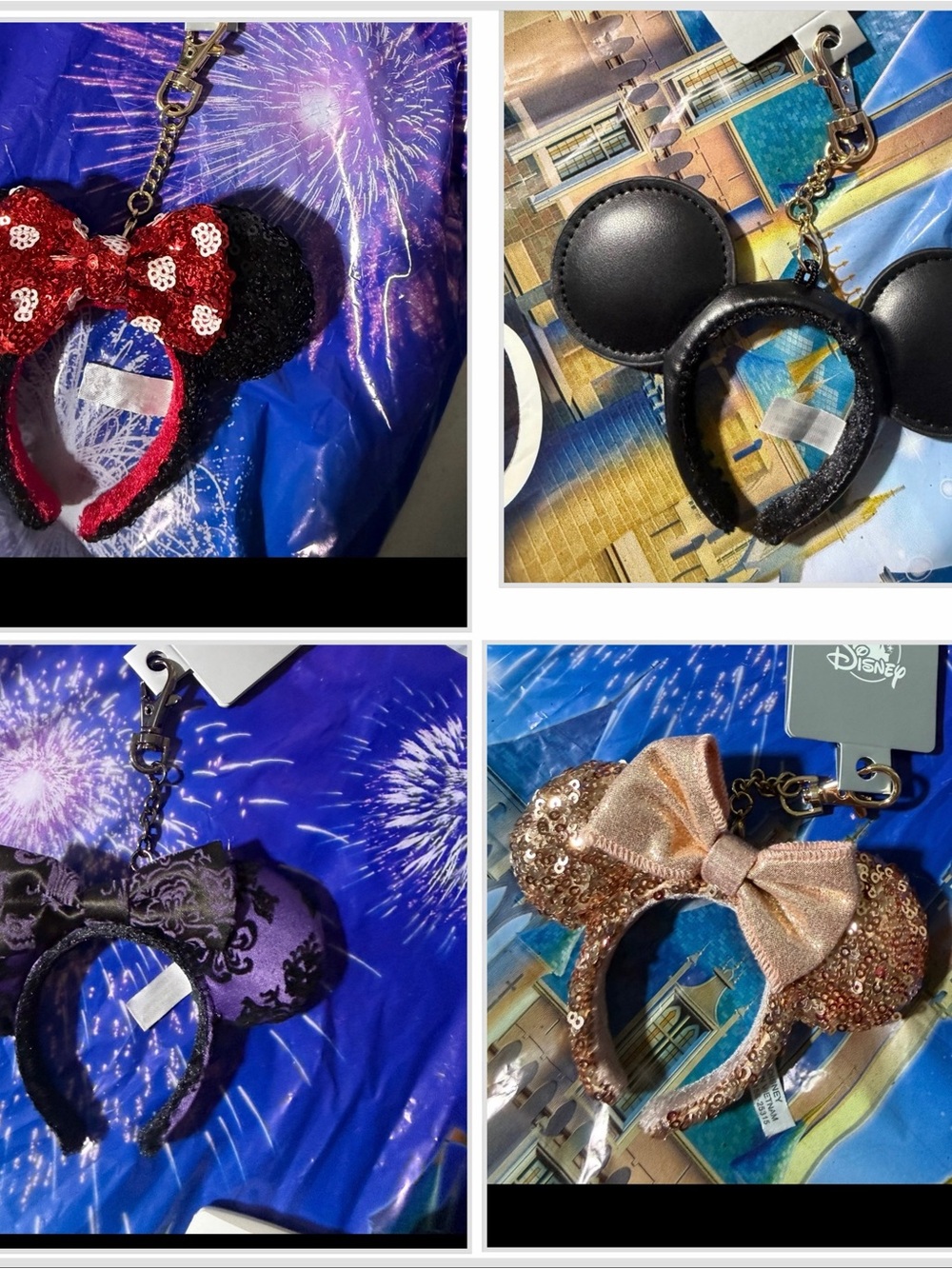 Disney mini headband ears bag charms Mickey Sequin Minnie Ear Keychain